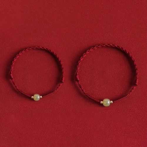 Natural Hetian Jade Gold Beads Protection Luck Bracelet Anklet Natural Hetian Jade Gold Beads Protection Luck Bracelet Anklet