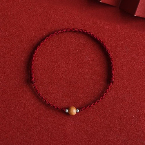 Natural Peach Wood Bead Luck Bracelet Anklet Natural Peach Wood Bead Luck Bracelet Anklet