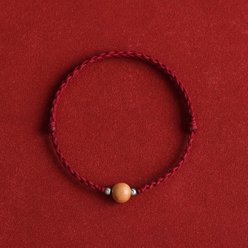 Natural Peach Wood Bead Luck Bracelet Anklet Natural Peach Wood Bead Luck Bracelet Anklet