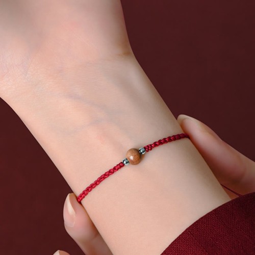 Natural Peach Wood Bead Luck Bracelet Anklet Natural Peach Wood Bead Luck Bracelet Anklet