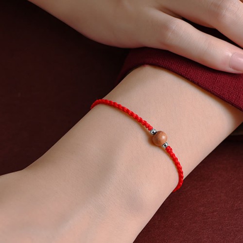Natural Peach Wood Bead Luck Bracelet Anklet Natural Peach Wood Bead Luck Bracelet Anklet