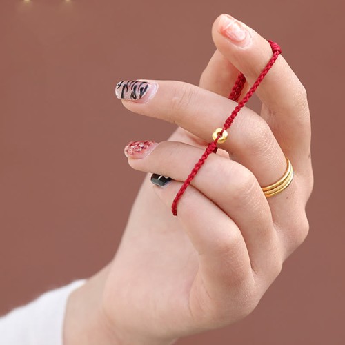 999 Gold Small Peace Buckle Red String Protection Anklet 999 Gold Small Peace Buckle Red String Protection Anklet