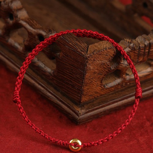 999 Gold Small Peace Buckle Red String Protection Anklet 999 Gold Small Peace Buckle Red String Protection Anklet