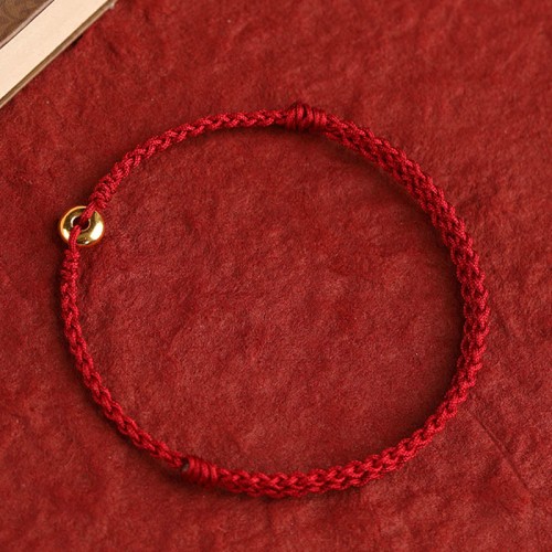 999 Gold Small Peace Buckle Red String Protection Anklet 999 Gold Small Peace Buckle Red String Protection Anklet
