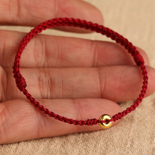 999 Gold Small Peace Buckle Red String Protection Anklet 999 Gold Small Peace Buckle Red String Protection Anklet
