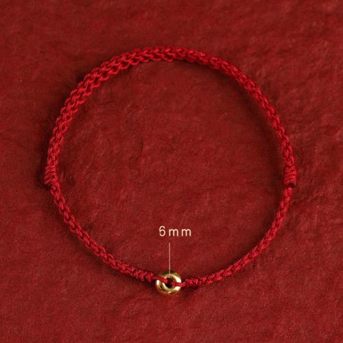 999 Gold Small Peace Buckle Red String Protection Anklet 999 Gold Small Peace Buckle Red String Protection Anklet