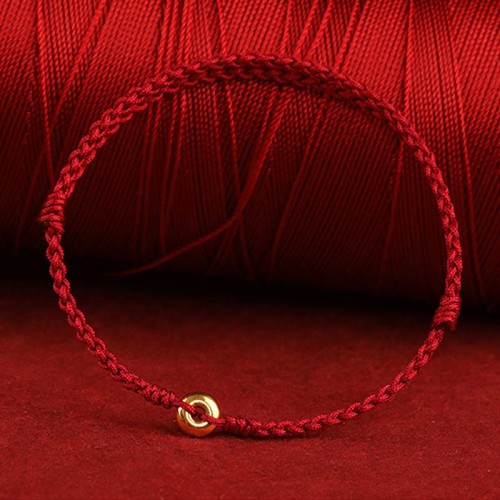 999 Gold Small Peace Buckle Red String Protection Anklet 999 Gold Small Peace Buckle Red String Protection Anklet
