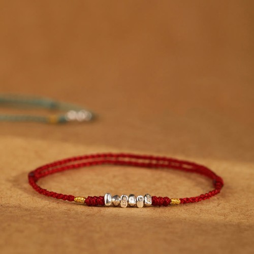 925 Sterling Silver Ultra-Thin Braided Luck Protection Anklet 925 Sterling Silver Ultra-Thin Braided Luck Protection Anklet