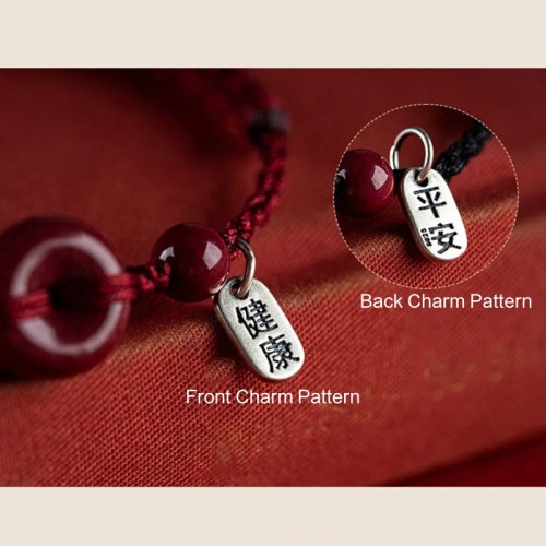 Handmade Cinnabar Peace Buckle Charm Blessing Bracelet Anklet Handmade Cinnabar Peace Buckle Charm Blessing Bracelet Anklet