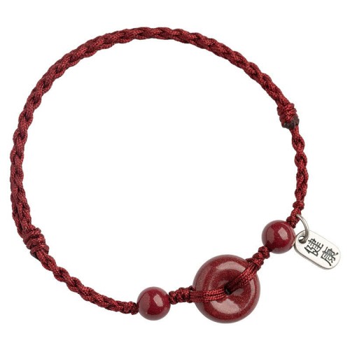 Handmade Cinnabar Peace Buckle Charm Blessing Bracelet Anklet Handmade Cinnabar Peace Buckle Charm Blessing Bracelet Anklet