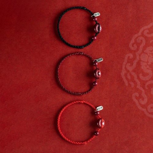 Handmade Cinnabar Peace Buckle Charm Blessing Bracelet Anklet Handmade Cinnabar Peace Buckle Charm Blessing Bracelet Anklet