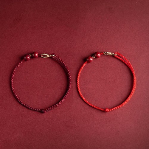 Cinnabar Blessing Red String 14K Gold Infinity Symbol Anklet Cinnabar Blessing Red String 14K Gold Infinity Symbol Anklet