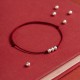 925 Sterling Silver Three Beads Protection String Anklet 925 Sterling Silver Three Beads Protection String Anklet