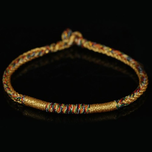 Handmade Gold Multicolored Rope Protection Braided Bracelet Anklet Handmade Gold Multicolored Rope Protection Braided Bracelet Anklet