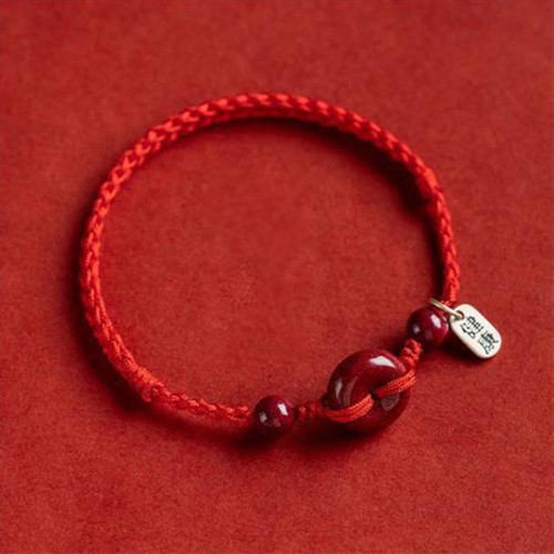 Handmade Cinnabar Peace Buckle Charm Blessing Bracelet Anklet Handmade Cinnabar Peace Buckle Charm Blessing Bracelet Anklet