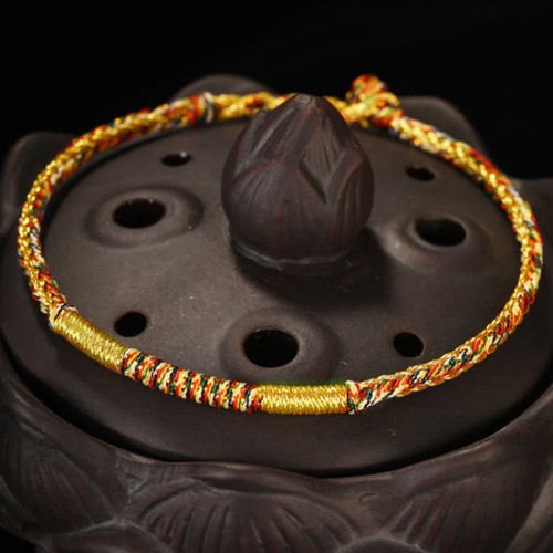 Handmade Gold Multicolored Rope Protection Braided Bracelet Anklet Handmade Gold Multicolored Rope Protection Braided Bracelet Anklet