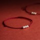 925 Sterling Silver Three Beads Protection String Anklet 925 Sterling Silver Three Beads Protection String Anklet