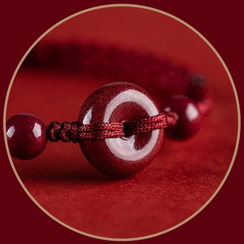 Handmade Cinnabar Peace Buckle Charm Blessing Bracelet Anklet Handmade Cinnabar Peace Buckle Charm Blessing Bracelet Anklet