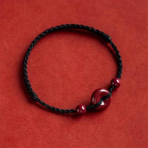Handmade Cinnabar Peace Buckle Charm Blessing Bracelet Anklet Handmade Cinnabar Peace Buckle Charm Blessing Bracelet Anklet