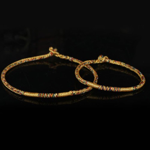Handmade Gold Multicolored Rope Protection Braided Bracelet Anklet Handmade Gold Multicolored Rope Protection Braided Bracelet Anklet
