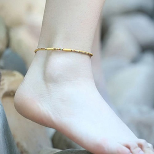 Handmade Gold Multicolored Rope Protection Braided Bracelet Anklet Handmade Gold Multicolored Rope Protection Braided Bracelet Anklet