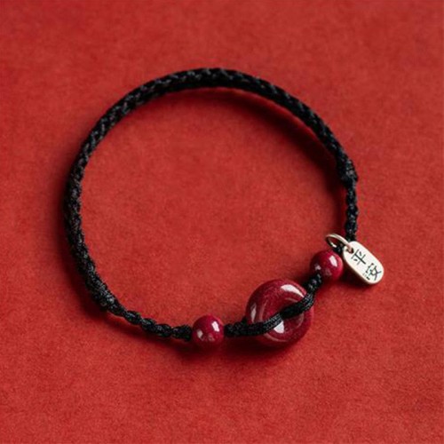 Handmade Cinnabar Peace Buckle Charm Blessing Bracelet Anklet Handmade Cinnabar Peace Buckle Charm Blessing Bracelet Anklet