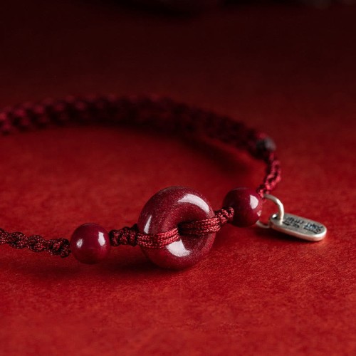 Handmade Cinnabar Peace Buckle Charm Blessing Bracelet Anklet Handmade Cinnabar Peace Buckle Charm Blessing Bracelet Anklet