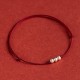 925 Sterling Silver Three Beads Protection String Anklet 925 Sterling Silver Three Beads Protection String Anklet