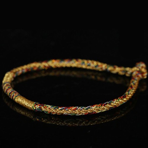 Handmade Gold Multicolored Rope Protection Braided Bracelet Anklet Handmade Gold Multicolored Rope Protection Braided Bracelet Anklet