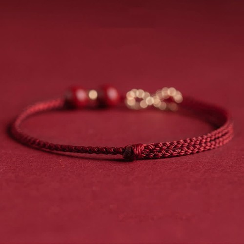 Cinnabar Blessing Red String 14K Gold Infinity Symbol Anklet Cinnabar Blessing Red String 14K Gold Infinity Symbol Anklet