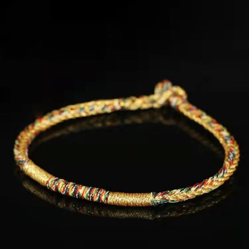 Handmade Gold Multicolored Rope Protection Braided Bracelet Anklet Handmade Gold Multicolored Rope Protection Braided Bracelet Anklet