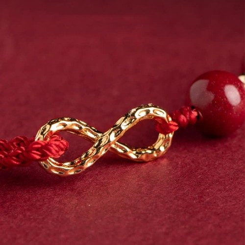 Cinnabar Blessing Red String 14K Gold Infinity Symbol Anklet Cinnabar Blessing Red String 14K Gold Infinity Symbol Anklet