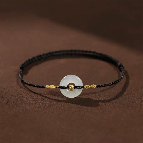999 Gold Bead Peace Buckle Hetian Jade Bracelet Anklet 999 Gold Bead Peace Buckle Hetian Jade Bracelet Anklet
