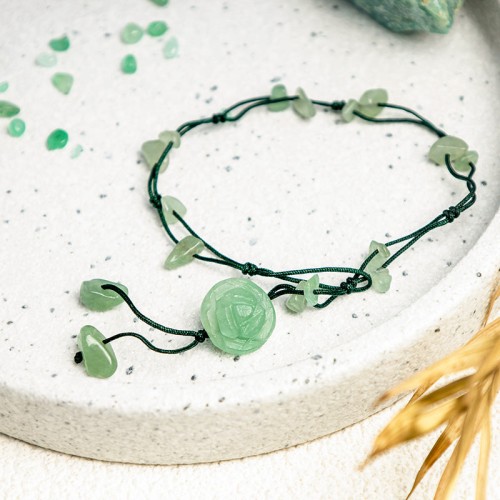 Amethyst Pink Crystal Green Aventurine Peace Anklet Amethyst Pink Crystal Green Aventurine Peace Anklet