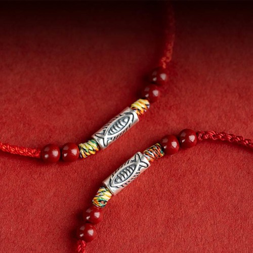 925 Sterling Silver Koi Fish Cinnabar Wealth Bracelet Anklet 925 Sterling Silver Koi Fish Cinnabar Wealth Bracelet Anklet