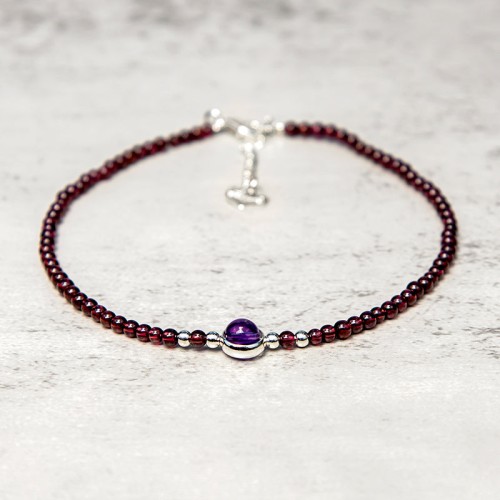 Garnet Amethyst Purification Calm Anklet Garnet Amethyst Purification Calm Anklet