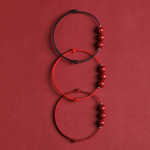 Natural Lucky Cinnabar Bead Blessing Bracelet Anklet Natural Lucky Cinnabar Bead Blessing Bracelet Anklet