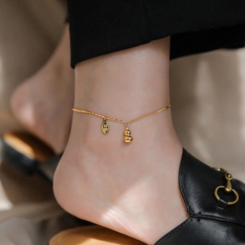 18k Gold Lucky Gourd Wealth Buckle Anklet 18k Gold Lucky Gourd Wealth Buckle Anklet