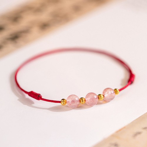 Strawberry Crystal Beads Luck Red String Anklet Strawberry Crystal Beads Luck Red String Anklet