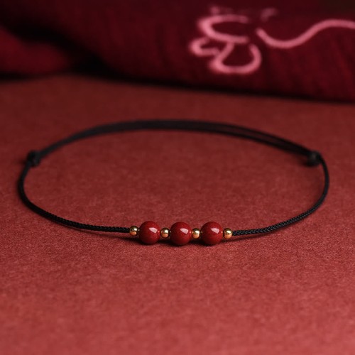 Natural Lucky Cinnabar Bead Blessing Bracelet Anklet Natural Lucky Cinnabar Bead Blessing Bracelet Anklet