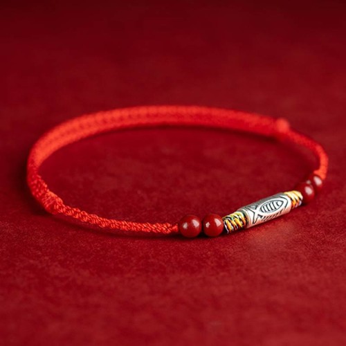 925 Sterling Silver Koi Fish Cinnabar Wealth Bracelet Anklet 925 Sterling Silver Koi Fish Cinnabar Wealth Bracelet Anklet