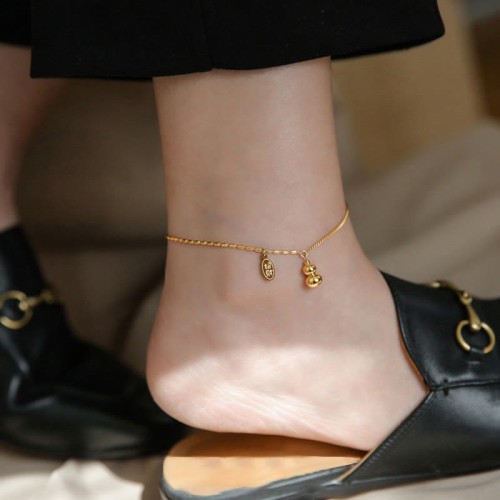 18k Gold Lucky Gourd Wealth Buckle Anklet 18k Gold Lucky Gourd Wealth Buckle Anklet