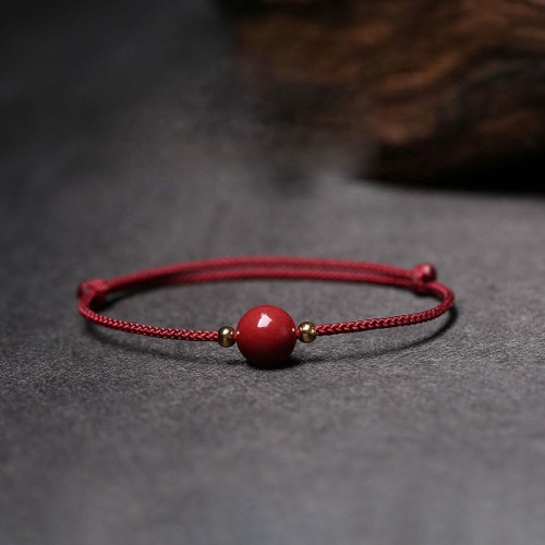 Natural Lucky Cinnabar Bead Blessing Bracelet Anklet Natural Lucky Cinnabar Bead Blessing Bracelet Anklet