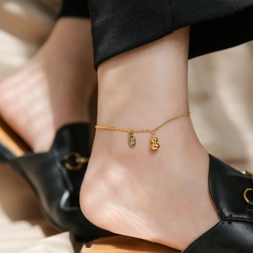 18k Gold Lucky Gourd Wealth Buckle Anklet 18k Gold Lucky Gourd Wealth Buckle Anklet