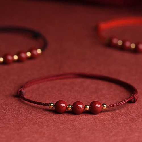 Natural Lucky Cinnabar Bead Blessing Bracelet Anklet Natural Lucky Cinnabar Bead Blessing Bracelet Anklet