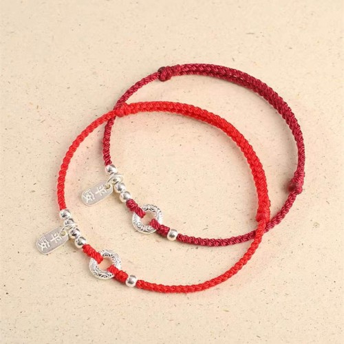 925 Sterling Silver Auspicious Clouds Peace Buckle Bracelet Anklet 925 Sterling Silver Auspicious Clouds Peace Buckle Bracelet Anklet