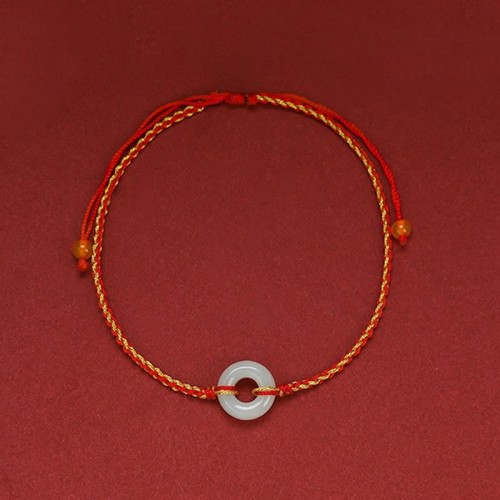 Round Peace Buckle Jade Luck Abundance Bracelet Anklet Round Peace Buckle Jade Luck Abundance Bracelet Anklet