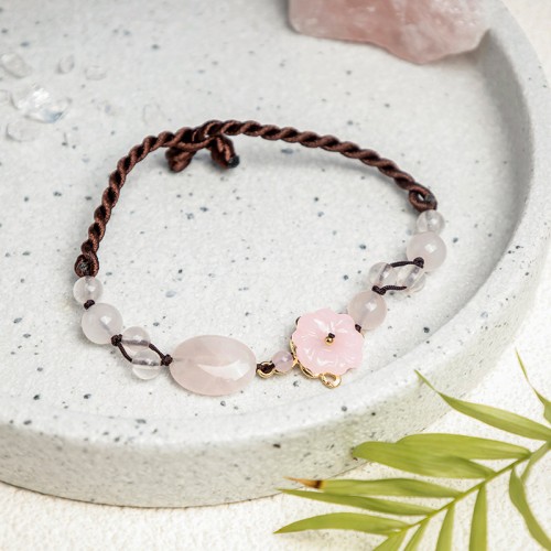 Flower of Love Pink Crystal Soothing Anklet