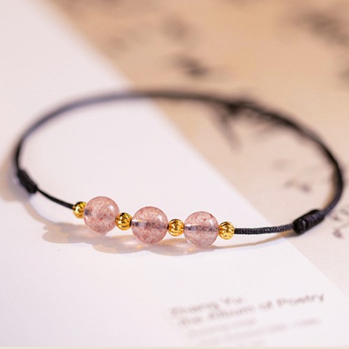 Strawberry Crystal Beads Luck Red String Anklet Strawberry Crystal Beads Luck Red String Anklet