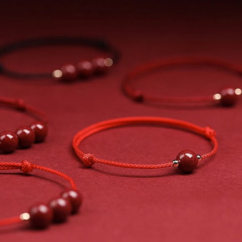 Natural Lucky Cinnabar Bead Blessing Bracelet Anklet Natural Lucky Cinnabar Bead Blessing Bracelet Anklet
